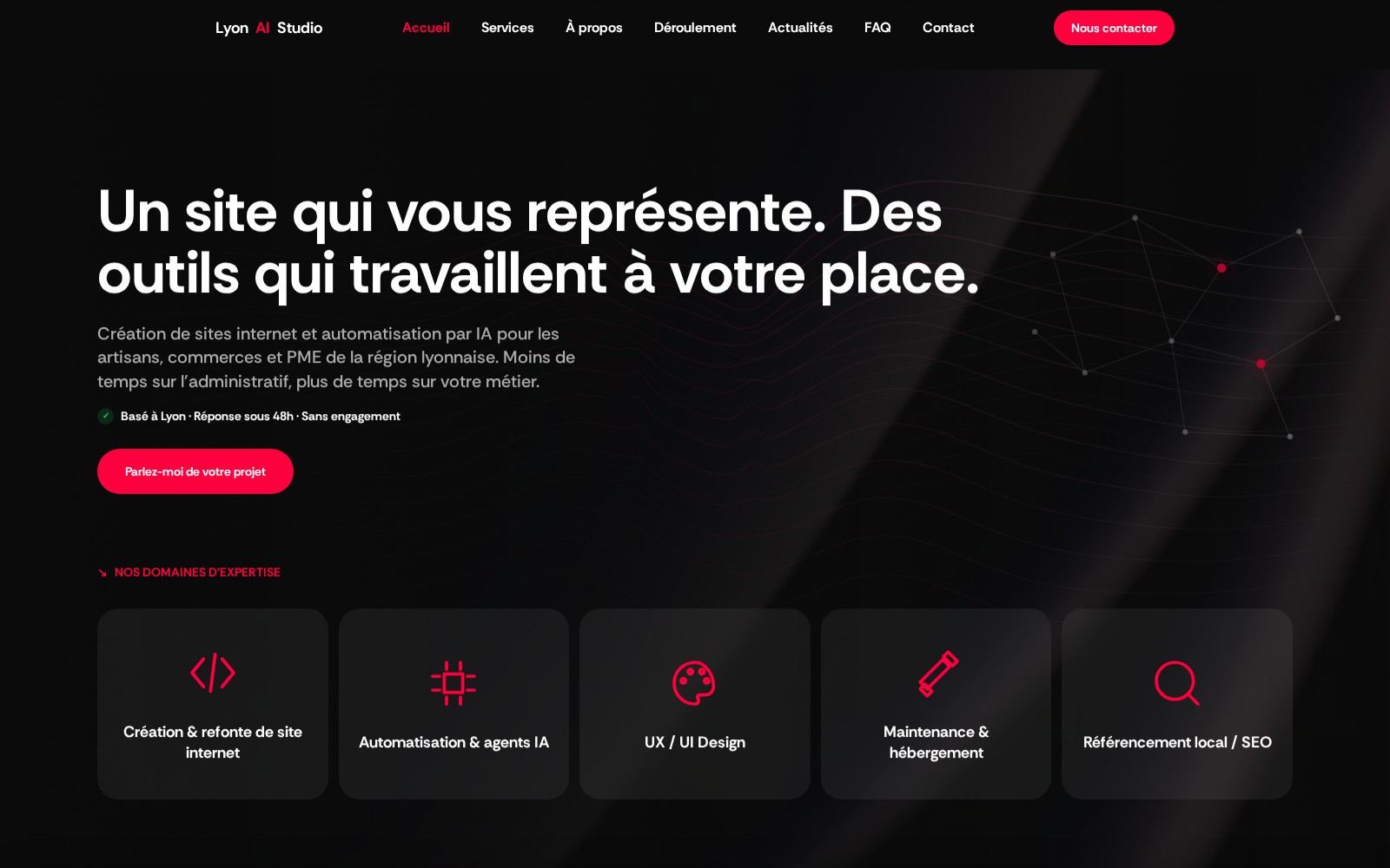 Aperçu du site vitrine de Lyon AI Studio